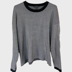 Eileen Fisher Vertical Stripe Ribbed Sweater Womens Small Black & White Crewneck